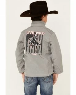 Cowboy Hardware Boys' Silver Live Wild Zip-Front Poly Shell Jacket 9 Cowboy Hardware Boys' Silver Live Wild Zip-Front Poly Shell Jacket -Cowboy Hardware Shop 2000344805 040 P4