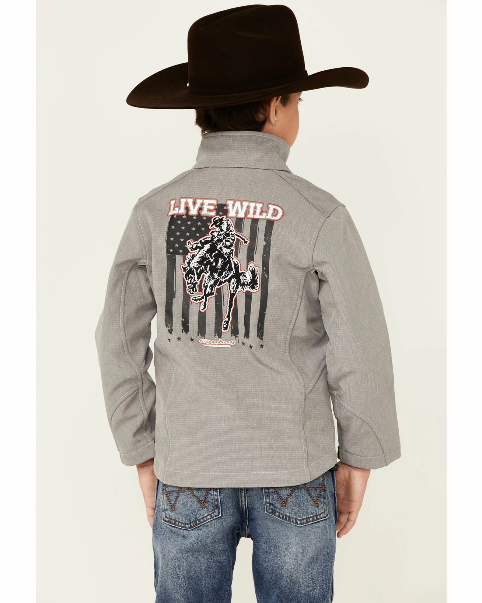 Cowboy Hardware Boys' Silver Live Wild Zip-Front Poly Shell Jacket 6 Cowboy Hardware Boys' Silver Live Wild Zip-Front Poly Shell Jacket - Image 4
