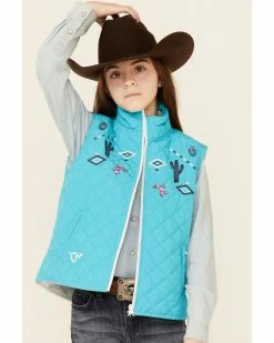 Cowboy Hardware Cowgirl Hardware Girls' Turquoise Southwest Print Zip-Front Quilted Vest  Purple -Cowboy Hardware Shop 2000344814 500 P1 1