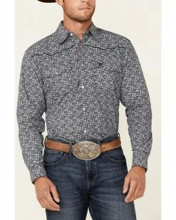 Cowboy Hardware Men's Paisley Print Long Sleeve Snap Western Shirt  Blue -Cowboy Hardware Shop 2000346580 400 P3