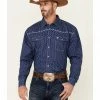 Cowboy Hardware Men's Arrow Geo Print Long Sleeve Snap Western Shirt  Blue