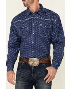 Cowboy Hardware Men's Arrow Geo Print Long Sleeve Snap Western Shirt  Blue -Cowboy Hardware Shop 2000346582 400 P3