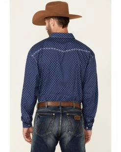 Cowboy Hardware Men's Arrow Geo Print Long Sleeve Snap Western Shirt  Blue -Cowboy Hardware Shop 2000346582 400 P4