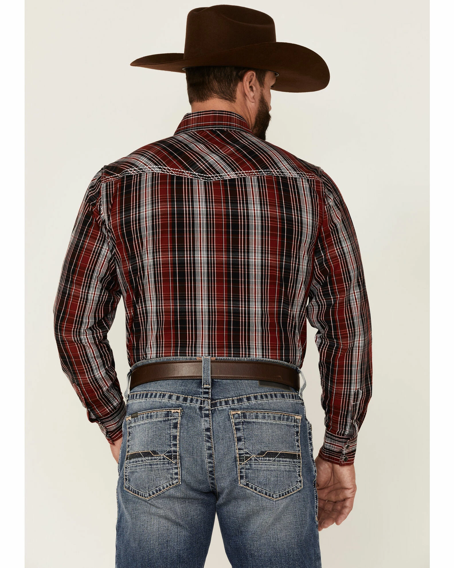 Cowboy Hardware Men's Multi Plaid Long Sleeve Snap Western Shirt Red 6 Cowboy Hardware Men's Multi Plaid Long Sleeve Snap Western Shirt Red - Image 4
