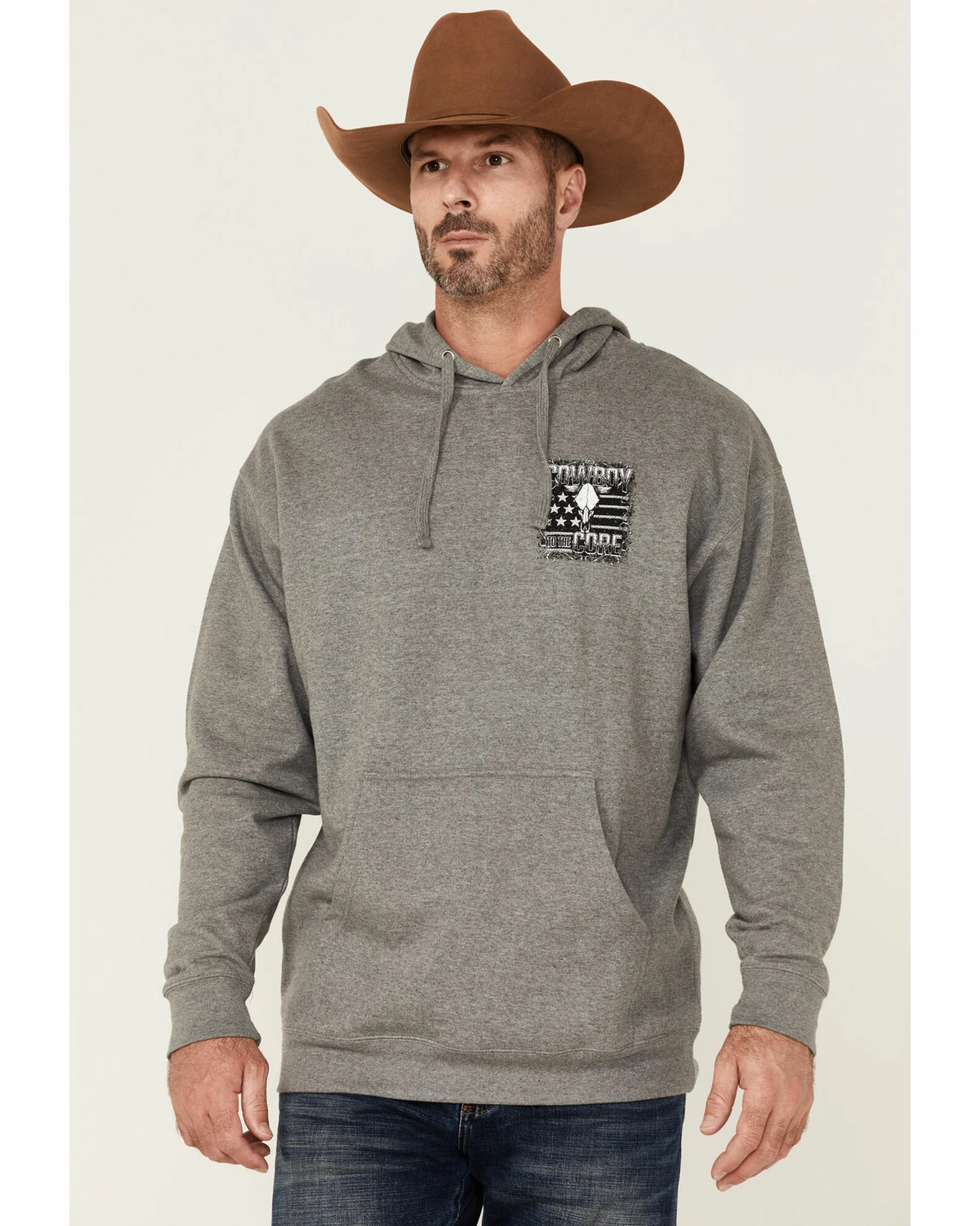 Cowboy Hardware Men's Grey To The Core Graphic Hooded Sweatshirt 3 Cowboy Hardware Men's Grey To The Core Graphic Hooded Sweatshirt
