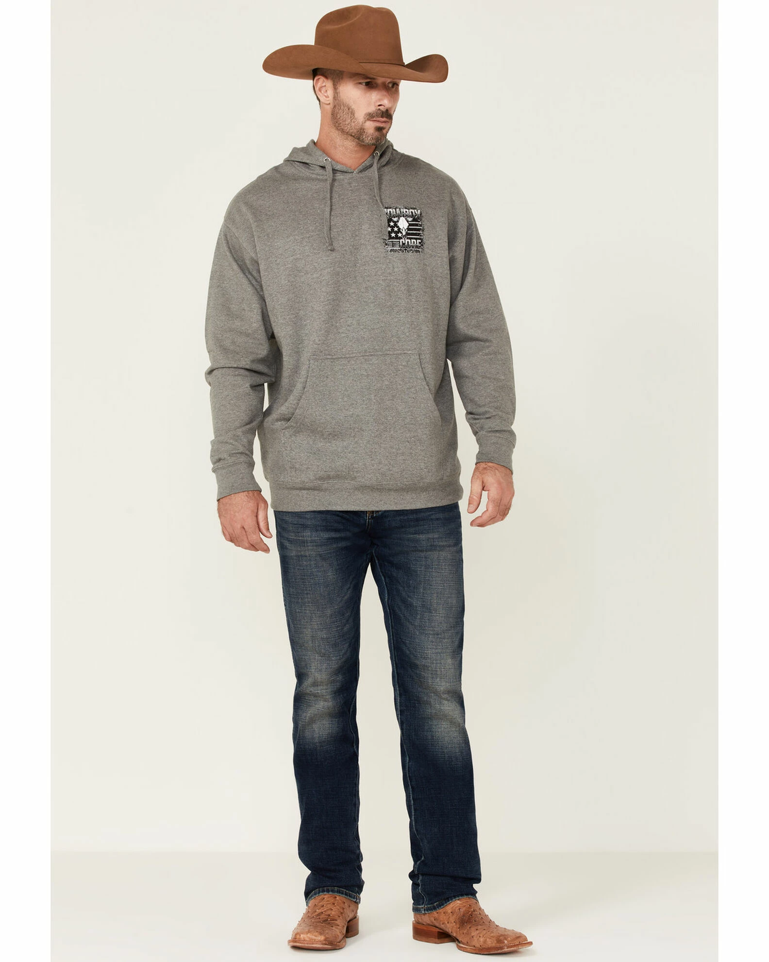 Cowboy Hardware Men's Grey To The Core Graphic Hooded Sweatshirt 4 Cowboy Hardware Men's Grey To The Core Graphic Hooded Sweatshirt - Image 2