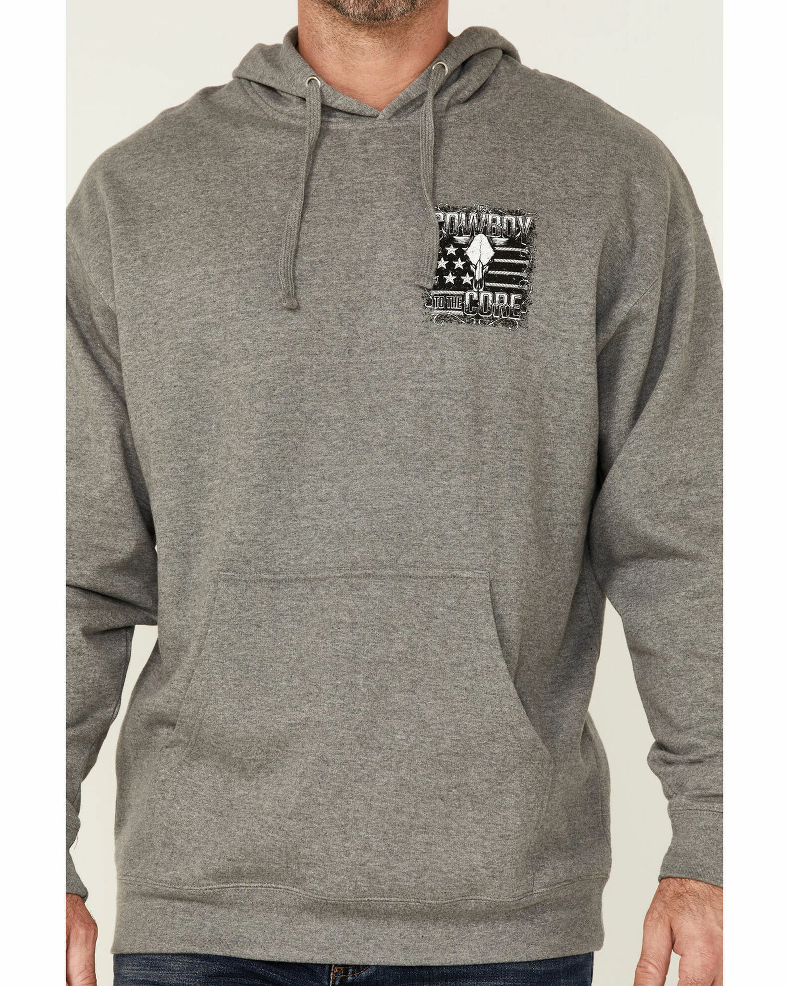 Cowboy Hardware Men's Grey To The Core Graphic Hooded Sweatshirt 5 Cowboy Hardware Men's Grey To The Core Graphic Hooded Sweatshirt - Image 3