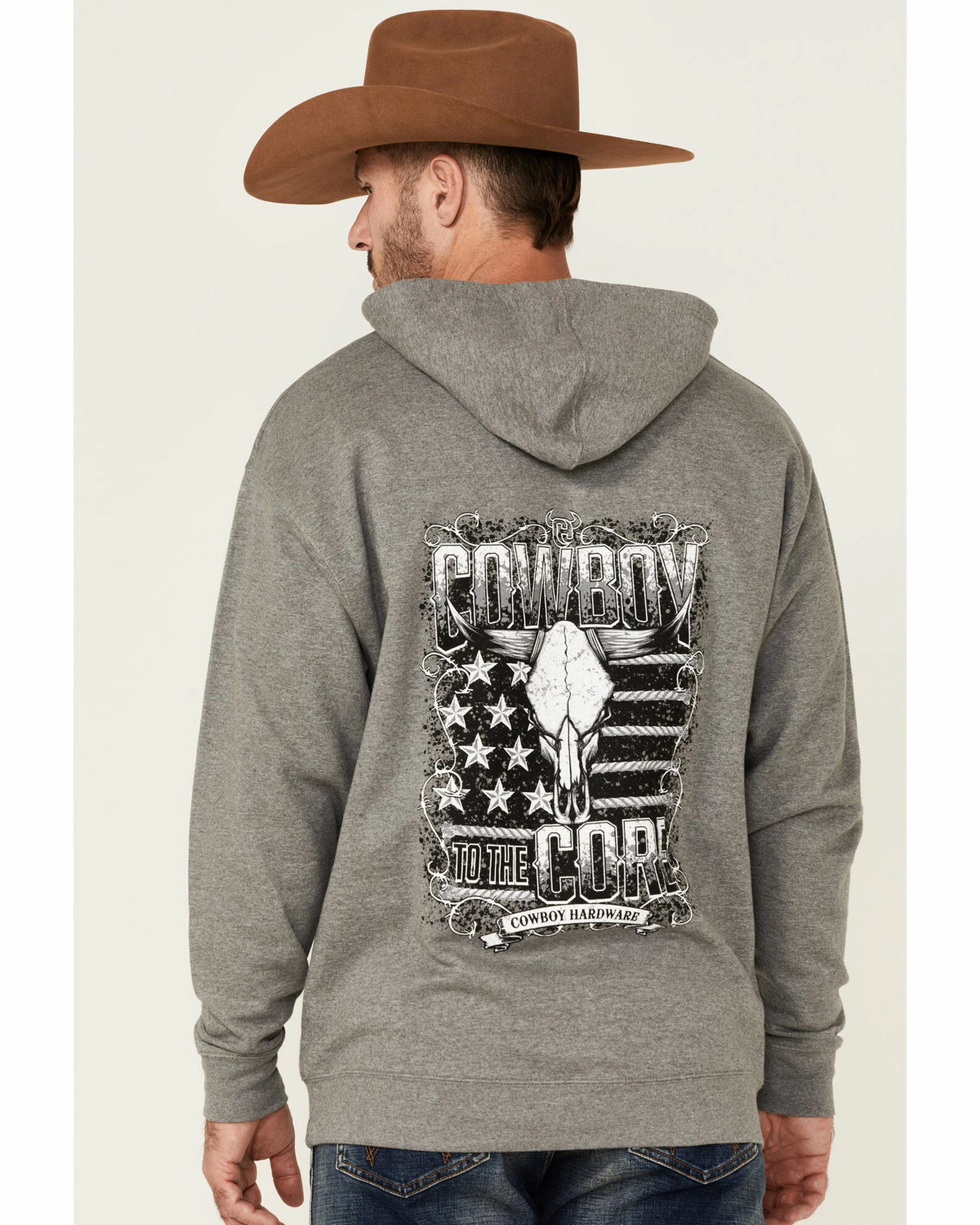 Cowboy Hardware Men's Grey To The Core Graphic Hooded Sweatshirt 6 Cowboy Hardware Men's Grey To The Core Graphic Hooded Sweatshirt - Image 4