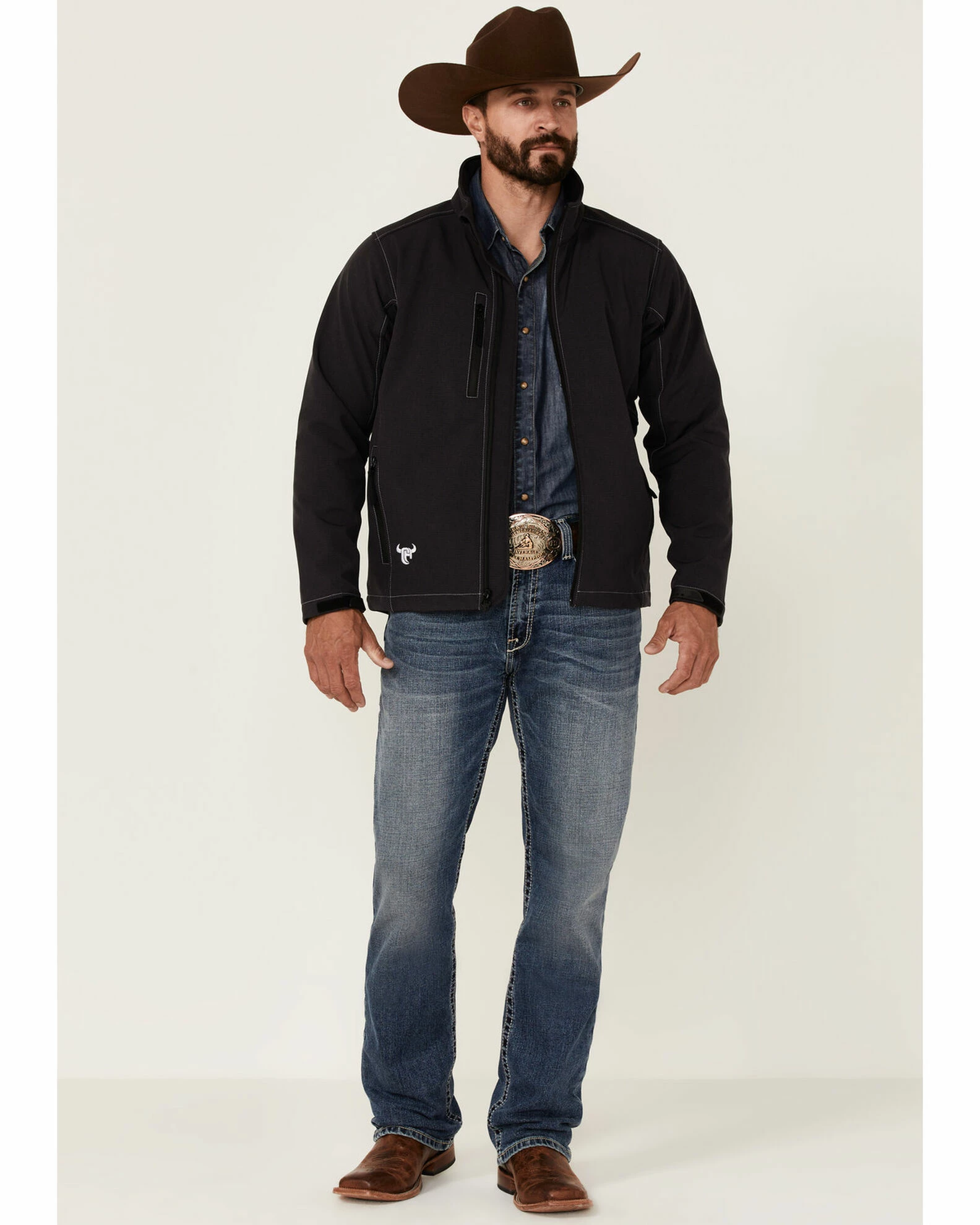 Cowboy Hardware Men's Grey Barbwire Stitched Zip-Front Poly Shell Jacket 4 Cowboy Hardware Men's Grey Barbwire Stitched Zip-Front Poly Shell Jacket - Image 2