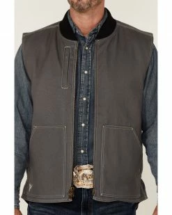 Cowboy Hardware Men's Solid Charcoal Zip-Front Canvas Vest  -Cowboy Hardware Shop 2000346634 022 P3