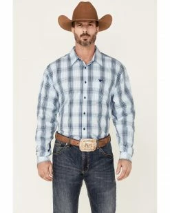 Cowboy Hardware Men's Navy Plaid Long Sleeve Button-Down Western Shirt  -Cowboy Hardware Shop 2000346637 410 P1 1