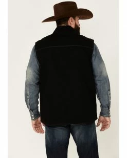 Cowboy Hardware Black Canvas Zip-Front Sherpa-Lined Vest  For Men's -Cowboy Hardware Shop 2000346641 001 P4