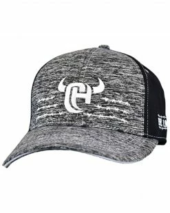 Cowboy Hardware Men's Heather Grey & Black CH Barbed Wine Embroidered Ball Cap 