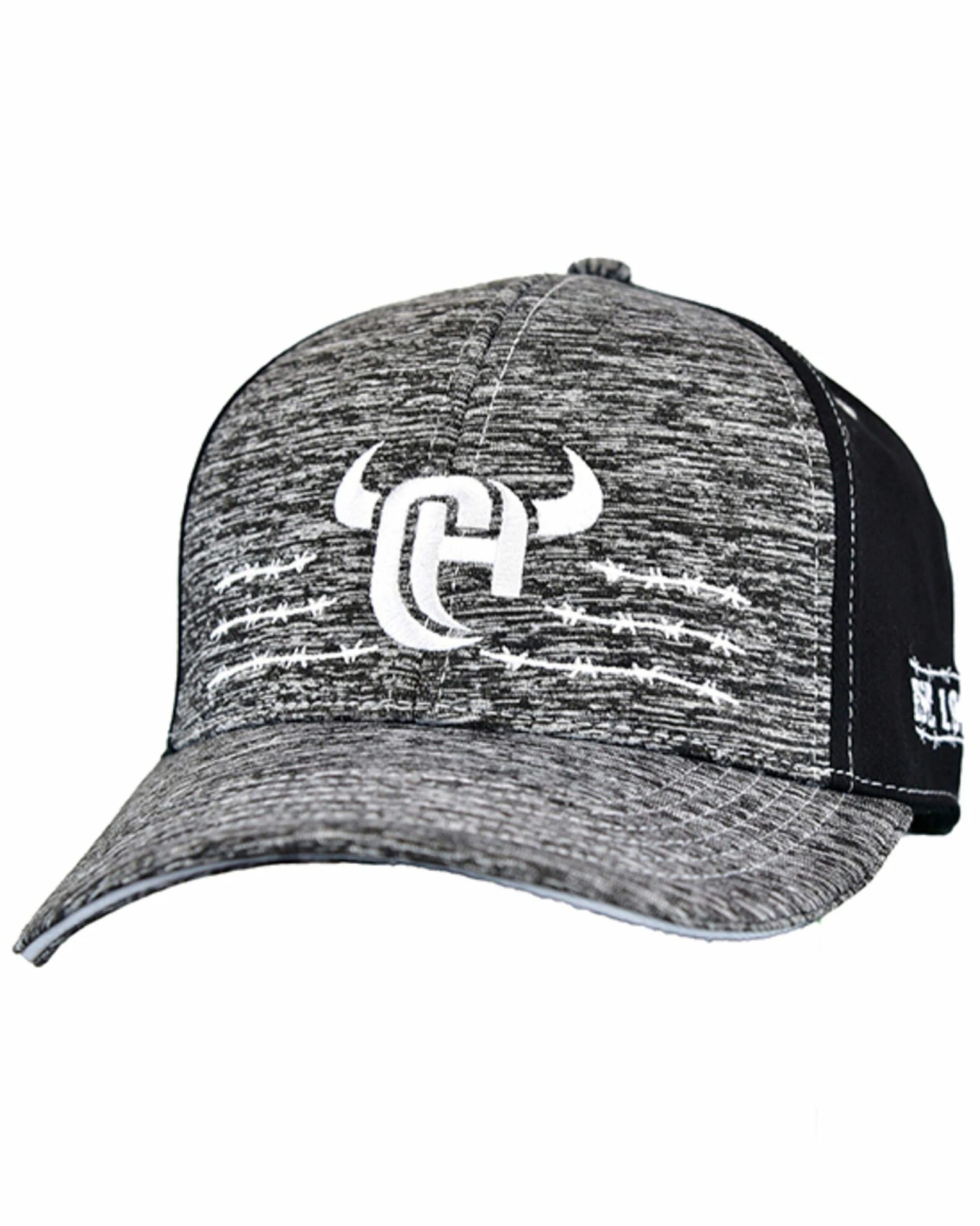 Cowboy Hardware Men's Heather Grey & Black CH Barbed Wine Embroidered Ball Cap 3 Cowboy Hardware Men's Heather Grey & Black CH Barbed Wine Embroidered Ball Cap