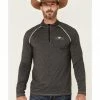 Cowboy Hardware Men's Charcoal Barb Wire Logo 1/4 Zip Front Sports Knit Pullover  -Cowboy Hardware Shop 2000347770 022 P1