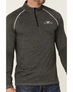 Cowboy Hardware Men's Charcoal Barb Wire Logo 1/4 Zip Front Sports Knit Pullover  -Cowboy Hardware Shop 2000347770 022 P3