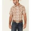 Cowboy Hardware Men's Tan Paisley Plaid Short Sleeve Snap Western Shirt  -Cowboy Hardware Shop 2000356780 280 P1