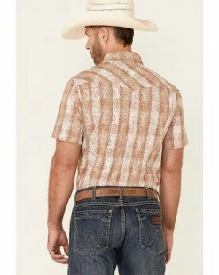 Cowboy Hardware Men's Tan Paisley Plaid Short Sleeve Snap Western Shirt  -Cowboy Hardware Shop 2000356780 280 P4