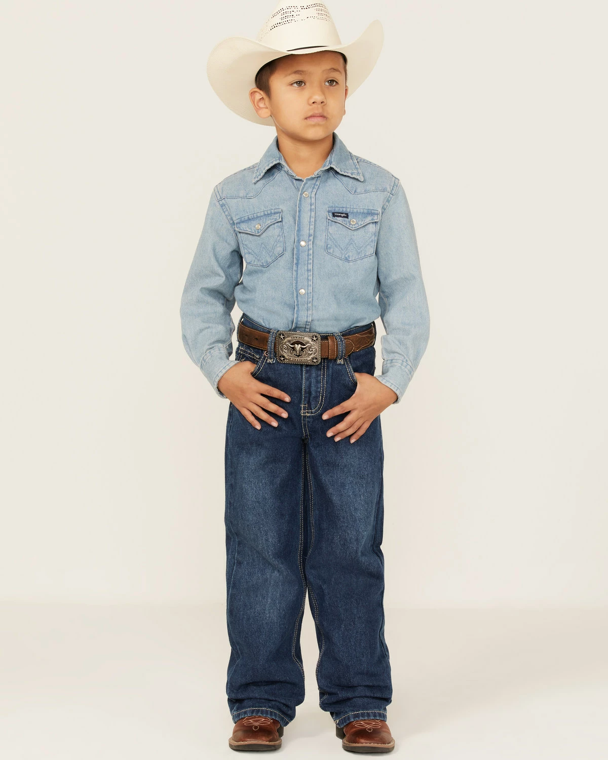 Cowboy Hardware Boys' Medium Wash Mid Rise Steer Head Straight Jeans Blue 6 Cowboy Hardware Boys' Medium Wash Mid Rise Steer Head Straight Jeans Blue - Image 5