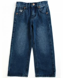 Cowboy Hardware Toddler-Boys' Embroidered Cowboy Horse Medium Wash Straight Jeans Blue