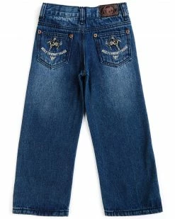 Cowboy Hardware Toddler-Boys' Embroidered Cowboy Horse Medium Wash Straight Jeans Blue -Cowboy Hardware Shop 2000358221 400 P3
