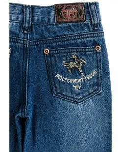Cowboy Hardware Toddler-Boys' Embroidered Cowboy Horse Medium Wash Straight Jeans Blue -Cowboy Hardware Shop 2000358221 400 P4