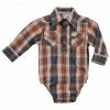 Cowboy Hardware Infant-Boys' Hermosillo Plaid Long Sleeve Western Romper Orange -Cowboy Hardware Shop 2000358224 800 P1