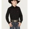 Cowboy Hardware Boys' Bull Skull Long Sleeve Western Shirt Black -Cowboy Hardware Shop 2000358228 001 P1