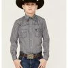 Cowboy Hardware Boys' Wavy Square Print Long Sleeve Snap Shirt Charcoal -Cowboy Hardware Shop 2000358230 022 P1