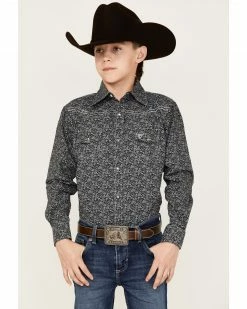Cowboy Hardware Boys' Bramble Total Paisley Long Sleeve Snap Shirt Black