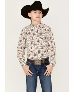 Cowboy Hardware Boys' Bandana Print Western Long Sleeve Shirt Beige/khaki -Cowboy Hardware Shop 2000358243 250 P1 1