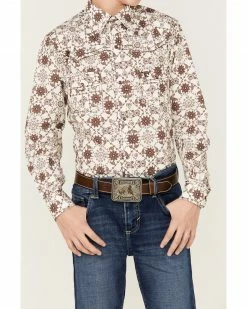 Cowboy Hardware Boys' Bandana Print Western Long Sleeve Shirt Beige/khaki -Cowboy Hardware Shop 2000358243 250 P3