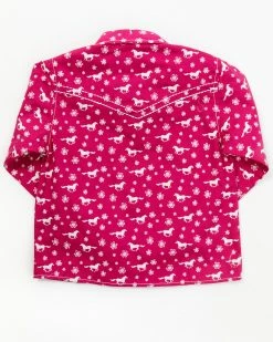 Cowboy Hardware Cowgirl Hardware Toddler-Girls' Daisy Rider Fuchsia Print Long Sleeve Shirt  Hot Pink -Cowboy Hardware Shop 2000358244 690 P3