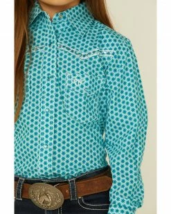 Cowboy Hardware Girls' Six Star Print Western Long Sleeve Shirt Turquoise 9 Cowboy Hardware Girls' Six Star Print Western Long Sleeve Shirt Turquoise -Cowboy Hardware Shop 2000358247 440 P3