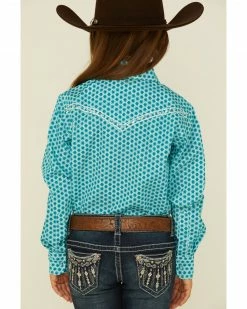 Cowboy Hardware Girls' Six Star Print Western Long Sleeve Shirt Turquoise 10 Cowboy Hardware Girls' Six Star Print Western Long Sleeve Shirt Turquoise -Cowboy Hardware Shop 2000358247 440 P4