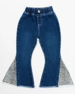 Cowboy Hardware Cowgirl Hardware Toddler-Girls' Leopard Print Panel Bell Bottom Jeans Natural -Cowboy Hardware Shop 2000358253 101 P1 1