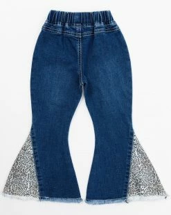 Cowboy Hardware Cowgirl Hardware Toddler-Girls' Leopard Print Panel Bell Bottom Jeans Natural -Cowboy Hardware Shop 2000358253 101 P3