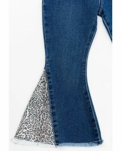 Cowboy Hardware Cowgirl Hardware Toddler-Girls' Leopard Print Panel Bell Bottom Jeans Natural -Cowboy Hardware Shop 2000358253 101 P4