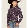Cowboy Hardware Cowgirl Hardware Girl's Daisy Rider Print Long Sleeve Western Snap Shirt  For Girls' Purple