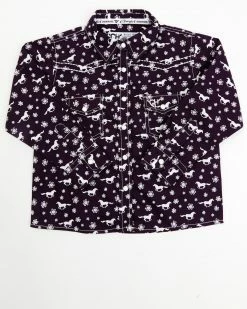 Cowboy Hardware Cowgirl Hardware Toddler-Girls' Daisy Rider Purple Print Long Sleeve Shirt 