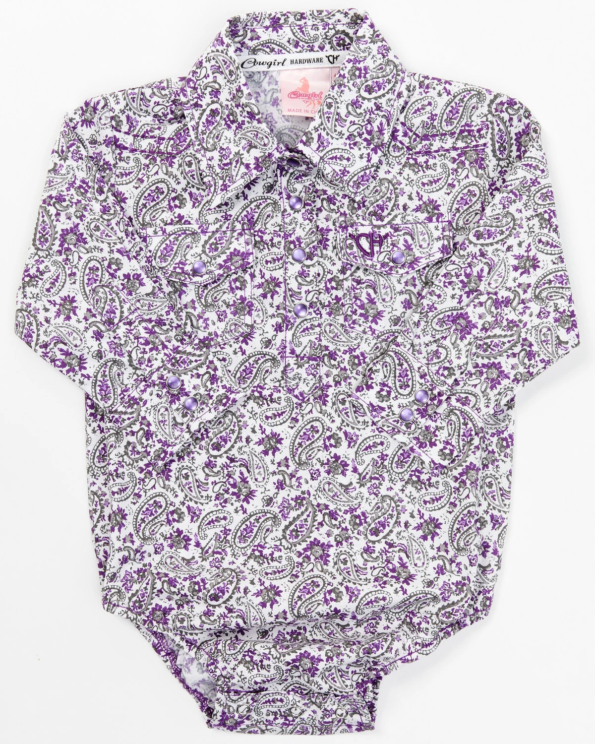 Cowboy Hardware Infant-Girls' Floral Print Long Sleeve Onesie Purple 6 Cowboy Hardware Infant-Girls' Floral Print Long Sleeve Onesie Purple - Image 4
