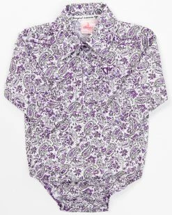 Cowboy Hardware Infant-Girls' Floral Print Long Sleeve Onesie Purple