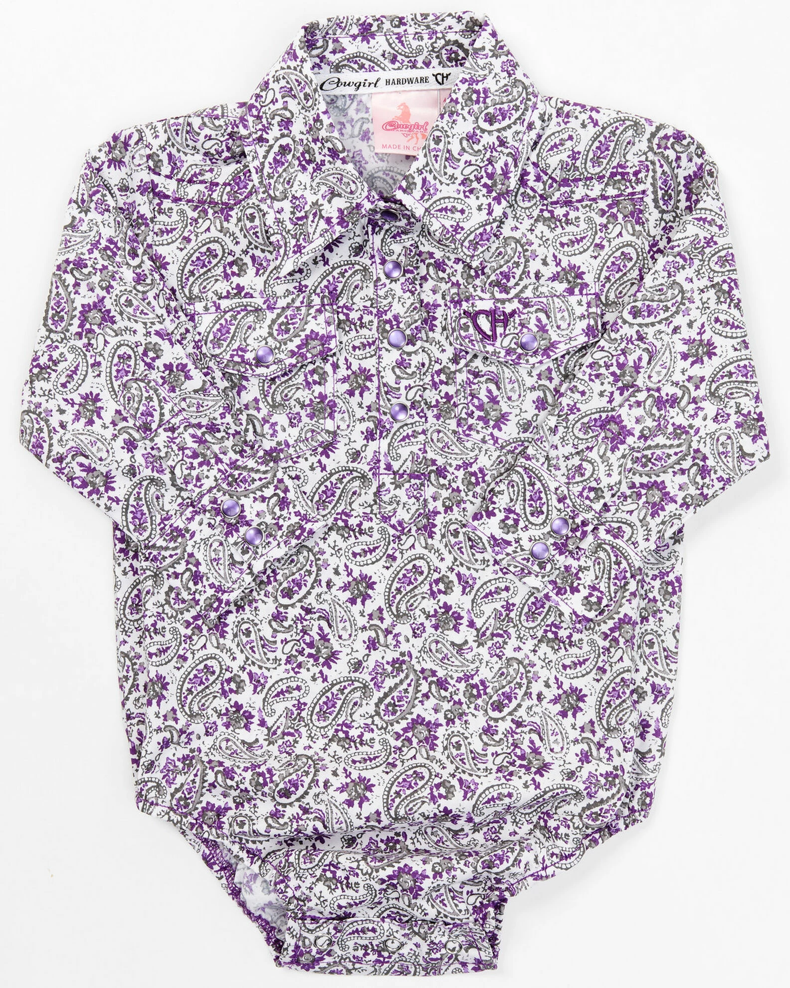 Cowboy Hardware Infant-Girls' Floral Print Long Sleeve Onesie Purple 3 Cowboy Hardware Infant-Girls' Floral Print Long Sleeve Onesie Purple
