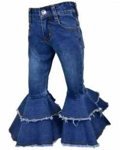 Cowboy Hardware Toddler-Girls' Double Ruffle Flare Jeans Blue