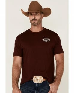 Cowboy Hardware Men's Maroon Country American Way Of Life Graphic Short Sleeve T-Shirt 