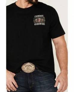 Cowboy Hardware Men's Triple Flag Skull Graphic Short Sleeve T-Shirt - Black  -Cowboy Hardware Shop 2000360840 001 P3