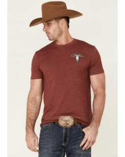 Cowboy Hardware Men's Heather Maroon Tough As Nails Graphic Short Sleeve T-Shirt 
