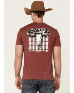 Cowboy Hardware Men's Heather Maroon Tough As Nails Graphic Short Sleeve T-Shirt  -Cowboy Hardware Shop 2000360842 642 P4