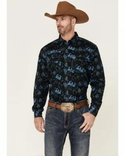 Cowboy Hardware Shop 41 Cowboy Hardware Men's Roman Paisley Print Long Sleeve Snap Western Shirt Black