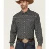 Cowboy Hardware Men's Bramble Floral Print Embroidered Long Sleeve Snap Western Shirt  Black